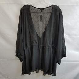 Torrid Women's Black Polyester Long Sleeve Clip Dot Ruffle Blouse Size 6 alternative image