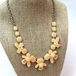 Designer J. Crew Gold-Tone Orange Stones Flower Statement Necklace