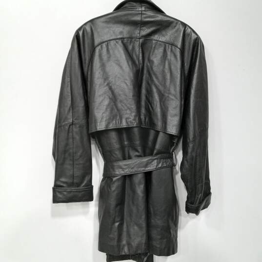 Wilsons Women's Black Leather Belted Coat Size L image number 2