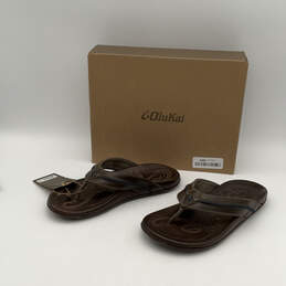 NIB Mens Mia Ola 10138-6C13 Brown Leather Slip-On Thong Sandals Size 8 alternative image