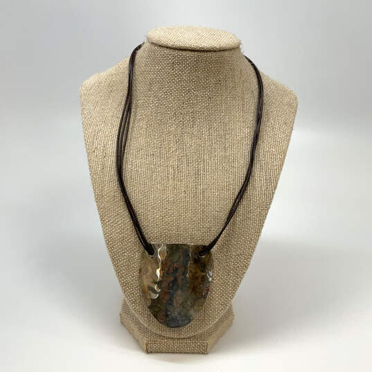 Designer Robert Lee Morris Silver-Tone Multi Strand Cord Pendant Necklace image number 1