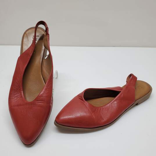 Bueno Leather Pointed Toe Sling Back Flats Red Size 40 image number 1
