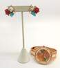 Betsey Johnson Crystal Flower Earrings & Rose Gold Tone Watch image number 1