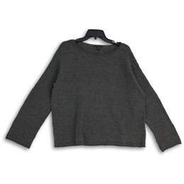 Womens Dark Gray Boat Neck Long Sleeve Knit Pullover Sweater Size L