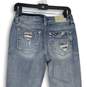 Womens Light Blue Denim Distressed 5-Pocket Design  Straight Leg Jeans Size 27 image number 4