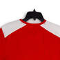 Mens Red White V-Neck Short Sleeve Pullover Activewear T-Shirt Size L image number 4