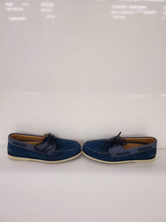 Sperry Gold Cup AO 2-Eye Croc Embossed Navy Boat Shoes Size-9 image number 3