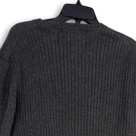 Mens Gray Tight-Knit Crew Neck Long Sleeve Pullover Sweater Size Large image number 2