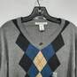 Geoffrey Beene Men's Gray Argyle V-Neck Sweater Size XXL NWT image number 3