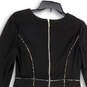 Womens Black Long Sleeve Round Neck Knee Length Sheath Dress Size 4 image number 4