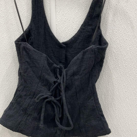 NWT Womens Black Sleeveless Halter Neck Button Front Vest Top Size XS image number 2
