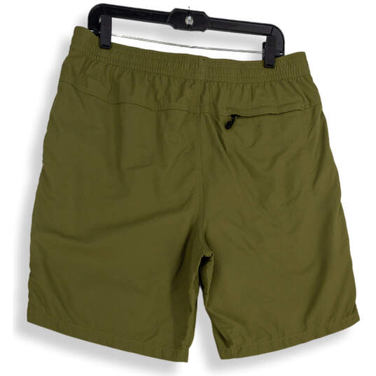 Mens Green Flashdry Slash Pocket Elastic Waist Athletic Shorts Size Large image number 2