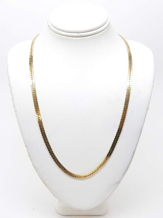 14K Yellow Gold Herringbone Chain Necklace 12.9g image number 1
