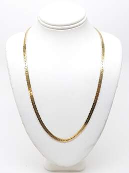 14K Yellow Gold Herringbone Chain Necklace 12.9g