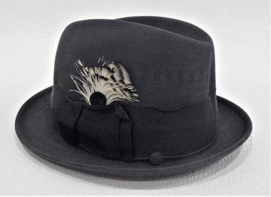 VTG Stetson The Sovereign Charcoal Gray Felt Fedora Hat Men's SZ 6 7/8 with Box image number 1