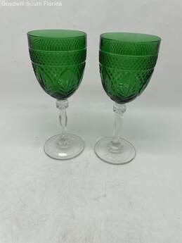 A Pair of Emerald Green Wine Glass Goblets
