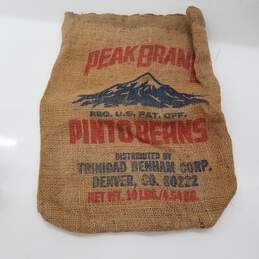 Vintage Peak Brand Pinto Beans Burlap Sack