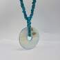 HK Sterling Silver 2 Strand Turquoise Chip MOP Pendant Necklace 61.2g image number 1