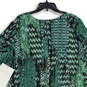NWT Womens Green Black Printed V-Neck Short Sleeve Shift Dress Size 22W image number 4
