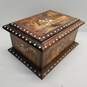 Marquetry inlay  Wood Box Indian Motif  Vintage Decorative Box image number 8