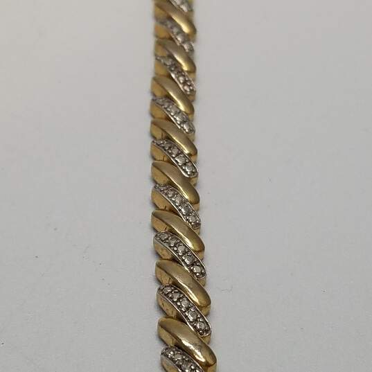 FAS Sterling Silver Diamond Scallop Link 7inch Bracelet 14.9g image number 4