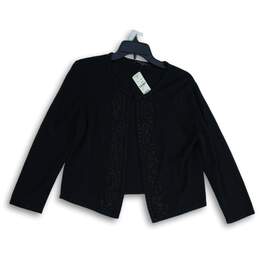 NWT Brooks Brothers Womens Black Beaded Long Sleeve Cropped Jacket Size L
