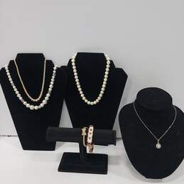 Assorted Faux Pearl And Metal Themed Costume Jewelry Pieces