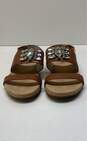 Michael Kors Luna Rhinestone Jeweled Brown Leather Flat Sandals Size 5.5 M image number 3