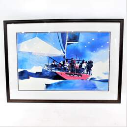Vintage Jim DeWitt Framed Maritime Nautical Art Print Boat Ship Sailing