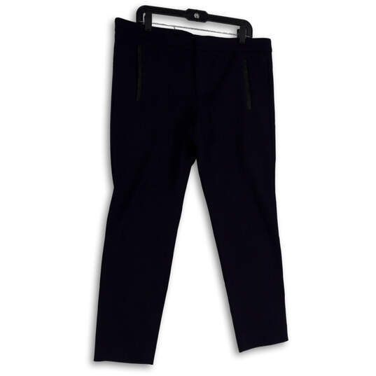 Womens Blue Flat Front Pockets Straight Leg Stretch Ankle Pants Size 14 image number 1