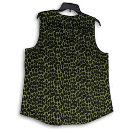 Womens Green Leopard Print Sleeveless V-Neck Pullover Blouse Top Size XL alternative image