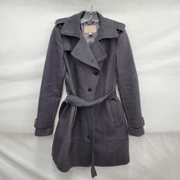Banana Republic WM's Gray Wool Blend Belted Trench Coat Size 6