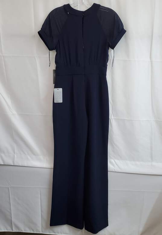Vince Camuto Chiffon Sleeve Crepe Jumpsuit in Navy Sz 0P image number 2