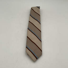 Mens Brown Silk Striped Blend Adjustable Classic Designer Neck Tie