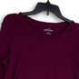Womens Purple Round Neck Stretch Long Sleeve Pullover T-Shirt Size Large image number 3