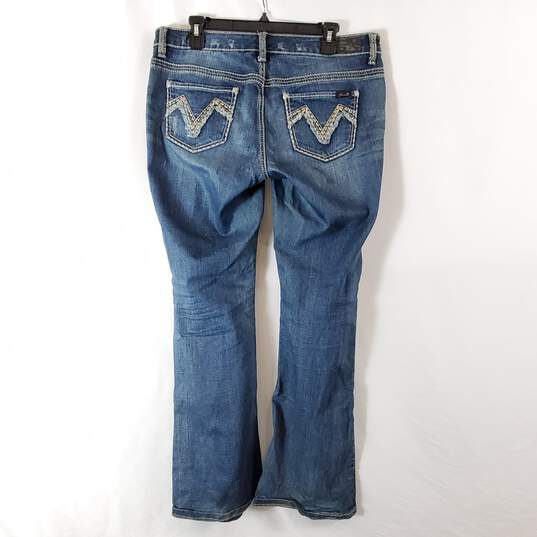 Seven7 Women Dark Wash Flared Jeans sz 10 image number 2
