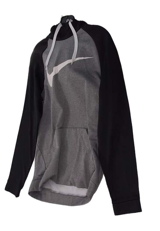 Mens Gray Dri Fit Long Sleeve Pockets Pullover Hoodie Size Medium image number 2