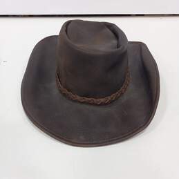 Brown Leather Cowboy Hat Size S