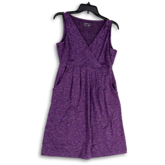 Womens Purple Heather Sleevelss V-Neck Pullover A Line Dress Size Small image number 1