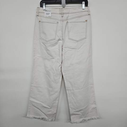 White Denim Wide Leg High Rise Fringe Jeans image number 2
