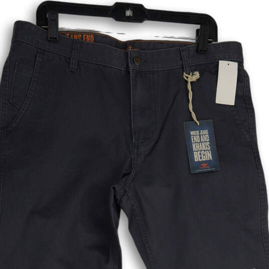 NWT Men's Blue Gray Flat Front Pockets Straight Leg Chino Pants Size 36/32 image number 3