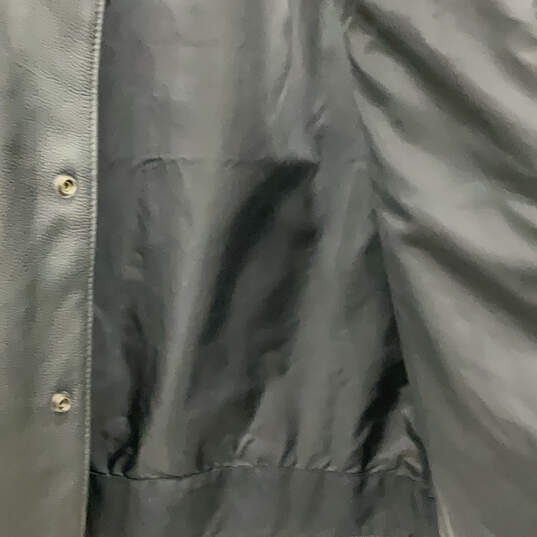 Mens Black Leather Sleeveless Zipper Pocket Motorcycle Vest Size 3XL image number 4
