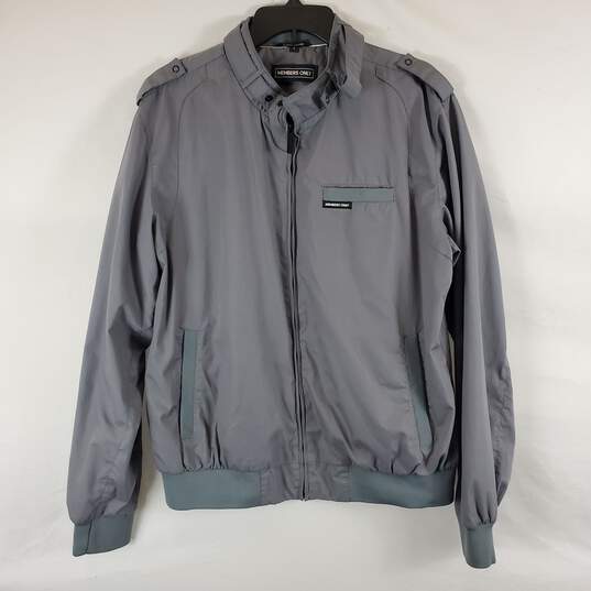 Members Only Men's Gray Bomber Jacket SZ L image number 1