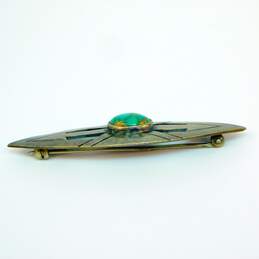 Artisan 925 Southwestern Turquoise Cabochon Arrows Stamped Pointed Brooch alternative image
