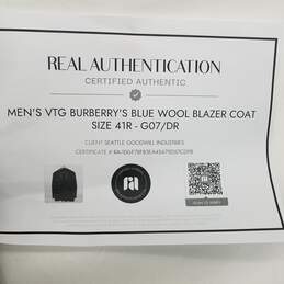 AUTHENTICATED MENS VTG BURBERRYS' WOOL BLAZER COAT SZ 41R alternative image