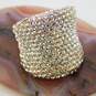 Joan Boyce Sterling Silver Rose Vermeil Clear Crystal Pave Wide Band Ring 17.5g image number 3