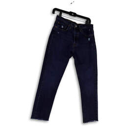 Womens Blue Denim Dark Wash Pockets Stretch Straight Leg Jeans Size W27xL28
