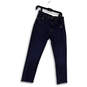 Womens Blue Denim Dark Wash Pockets Stretch Straight Leg Jeans Size W27xL28 image number 1