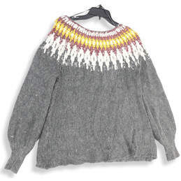 Womens Gray Long Sleeve Boat Neck Regular Fit Pullover Sweater Size Medium alternative image
