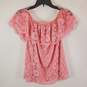 Adrianna Papell Women Pink Lace Blouse M NWT image number 2